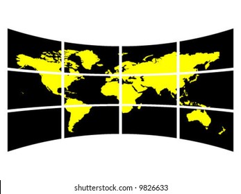 World map on screen vector illustration