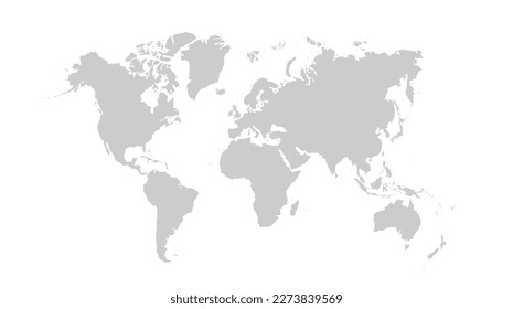 Weltkarte auf Vektorgrafik. Vorlage für Weltkarte mit Kontinenten, Nord- und Südamerika, Europa und Asien, Afrika und Australien