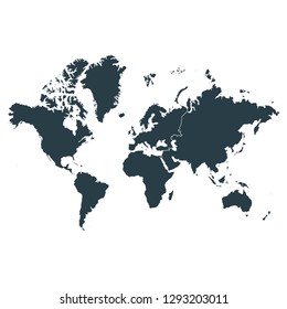world map on White background vector, world Map Outline Shape Gray on White Vector Illustration, High detailed Gray illustration map world.