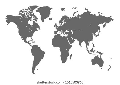 World map on white background. Grunge illustration of gray silhouettes world map. vector illustration.