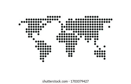 World map  on white background. Circul dots, small detail. Vector illustration