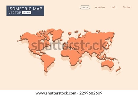 World map orange with isometric vector.