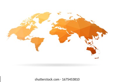 World map Orange in polygonal style on white background. isolated vector illustration eps 10.