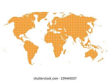 World Map Orange square