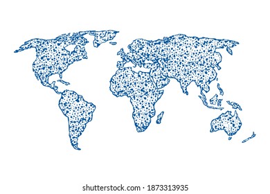 Mapa mundial - infografía abstracta de puntos orgánicos para presentación