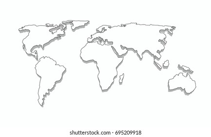 world map outline 3d graphic vector design