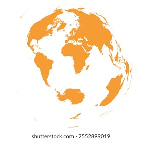 Mapa do mundo com contorno no sistema de coordenadas equidistante Azimuthal