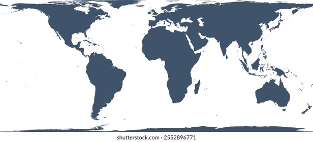 World map with outline in World Behrmann coordinate system