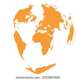World map with outline in World Bonne coordinate system