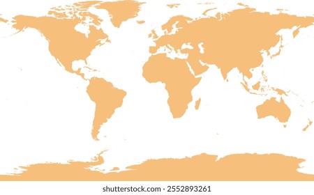 World map with outline in World Compact Miller coordinate system