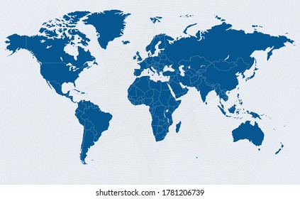 World Map Outline Continents and ocean