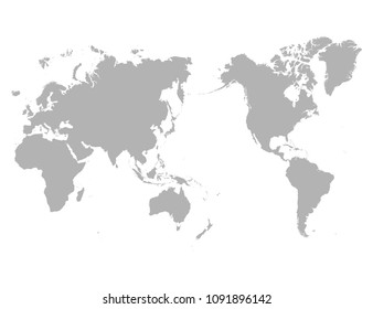 World Map Outline Contour Silhouette - Asia in Center svg