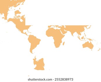 Mapa mundial con esquema en el sistema de coordenadas World Cube