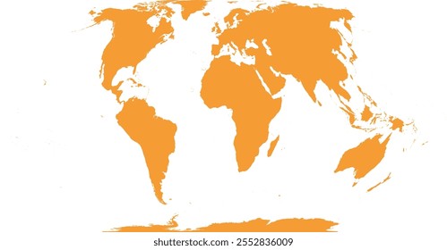 World map with outline in World Eckert II coordinate system