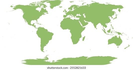 World map with outline in World Eckert III coordinate system