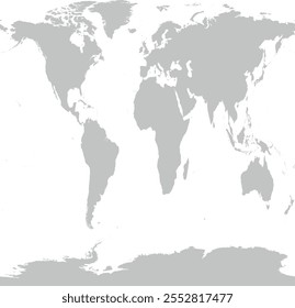 Mapa do mundo com contorno em Sistema de coordenadas cilíndricas equidistantes ou Gall Peters