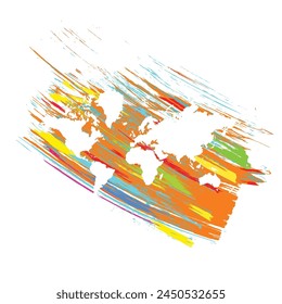 World map outline. Globe drawn by hand in black pencil. Strokes. Political map of the world on a white background. Countries. Vector illustration. Scribble. Handmade.
