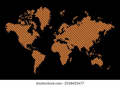 World map outline. Globe drawn by hand in black pencil. Strokes. Political map of the world on a white background. Countries. Vector illustration. Scribble. Handmade.