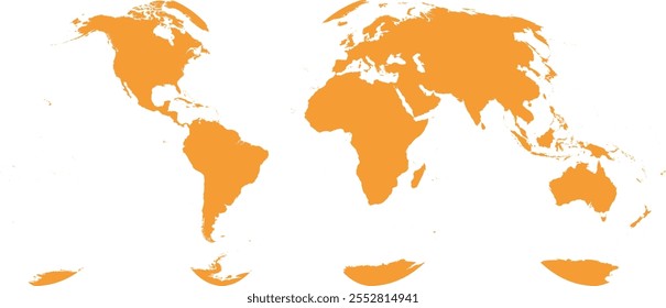 World map with outline in World Goode Homolosine Land coordinate system