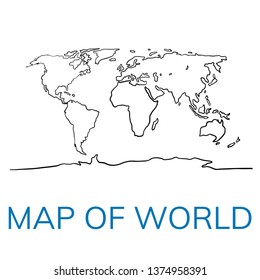 world map outline graphic sketch style, background vector of Asia Europe north south america and africa