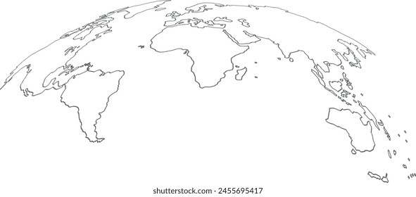 World map outline in high detailed resolution. Vector Illustration