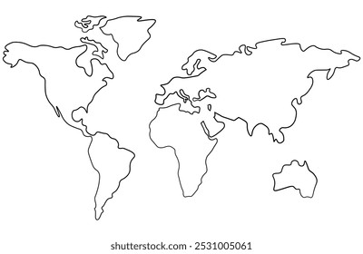 World Map outline illusion . Simplified map of the world for any project. 