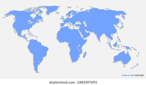 World Map Outline Illustration Background. Abstract illustration of world map outline with continents isolated on white background
