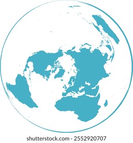 Mapa mundial con contorno en el Polo Norte Sistema de coordenadas de área igual de Lambert Azimuthal