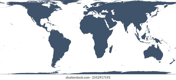 Mapa do mundo com contorno no sistema de coordenadas globais NSIDC Equal-Area Scalable Earth Grid (EASE-Grid)