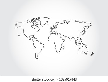 World map outline on white background, Earth Map vector illustration 