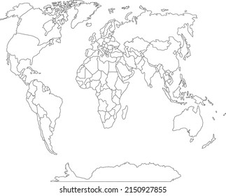 World Map Outline On White Background Stock Vector (Royalty Free ...