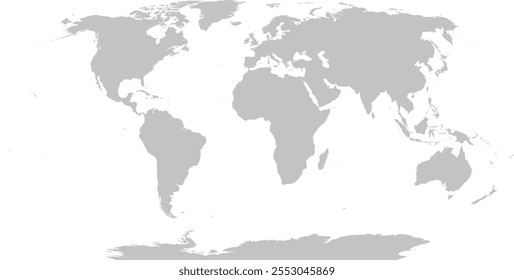 Mapa do mundo com contorno no sistema de coordenadas de World Robinson
