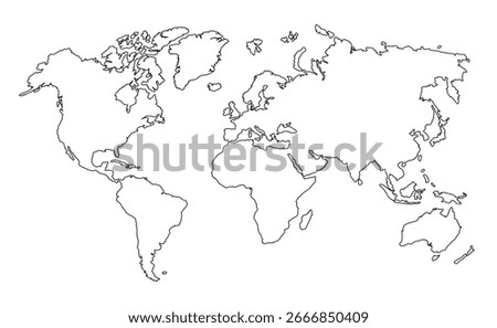 World map outline silhouette vector