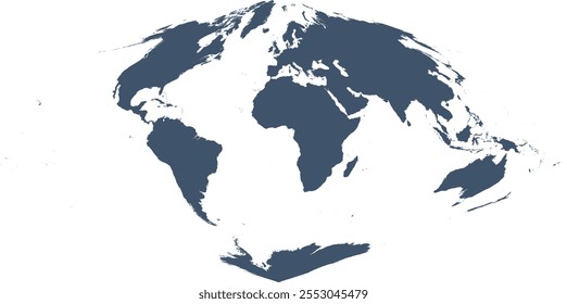 World map with outline in World Sinusoidal coordinate system