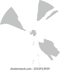 World map with outline in South Pole Gnomonic coordinate system