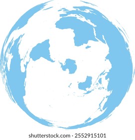 Mapa do mundo com contorno em Polo Sul Azimuthal Sistema de coordenadas equidistantes