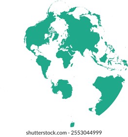 World map with outline in World Stereographic coordinate system