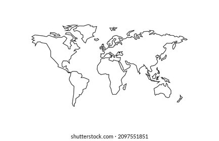 Weltkarte-Rahmenvorlage mit Kontinenten, Nord- und Südamerika, Europa und Asien, Afrika und Australien. Vektorsilhouette