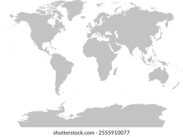 World map with outline in World Times coordinate system
