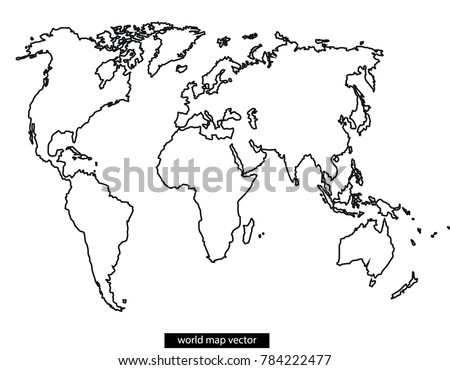 world map outline vector black white stock vector royalty free