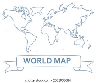 World map outline. vector illustration