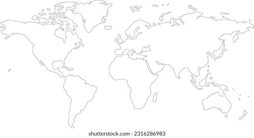 World map outline vector illustration 