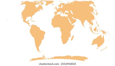 World map with outline in World Wagner VII coordinate system