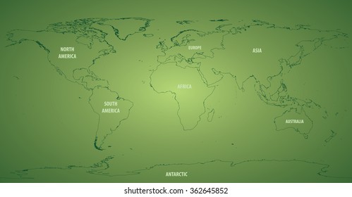 World Map Outlines Continents
