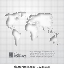 World map over orange glow. Vector illustration.