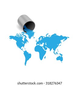 World Map paint illustration isolated on a white background