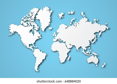 world map paper art style, vector design