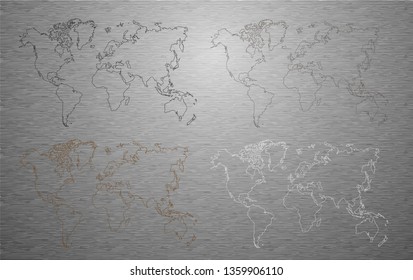 world map, paper art vector illustration