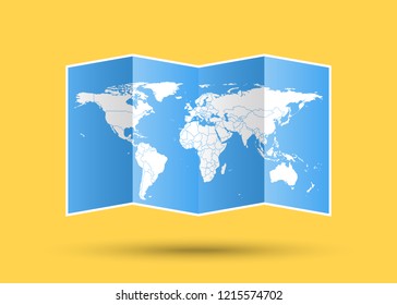 world map paper geography icon vector illustration design