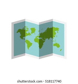 World Map Paper Geography Icon Vector Illustration Design